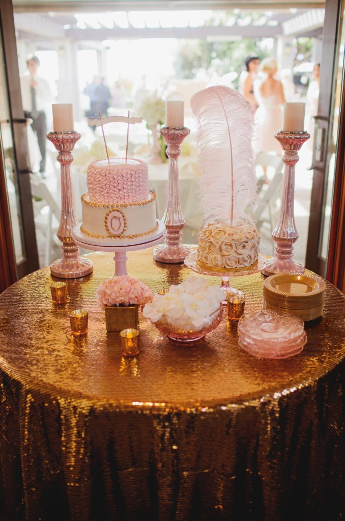 cake table, gold, pink-Darcy Oliver Design