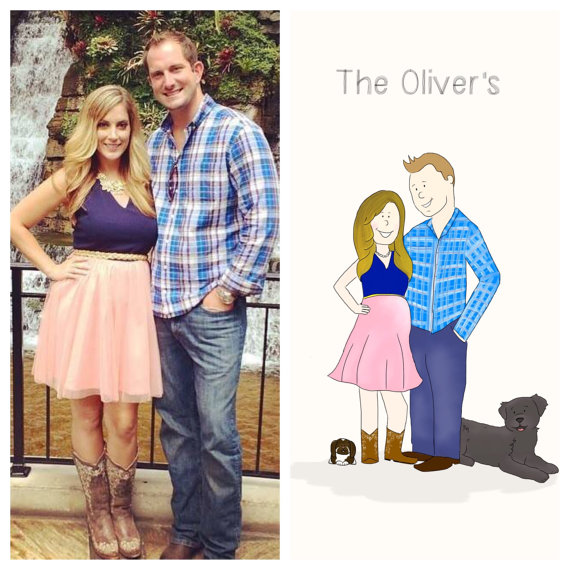 illustrated family portrait, pet drawing-Darcy Oliver Design