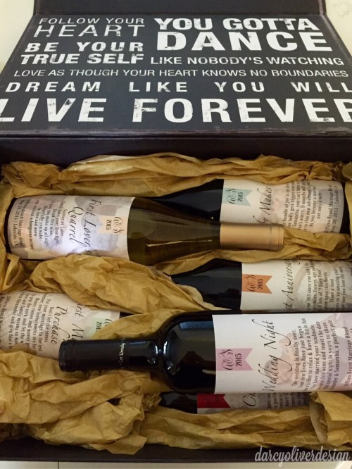 bridal shower gift, wine labels-Darcy Oliver Design