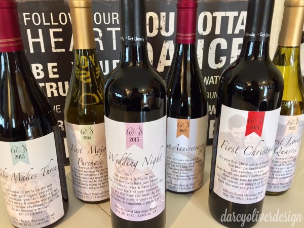 custom wine labels, bridal shower gift-Darcy Oliver Design