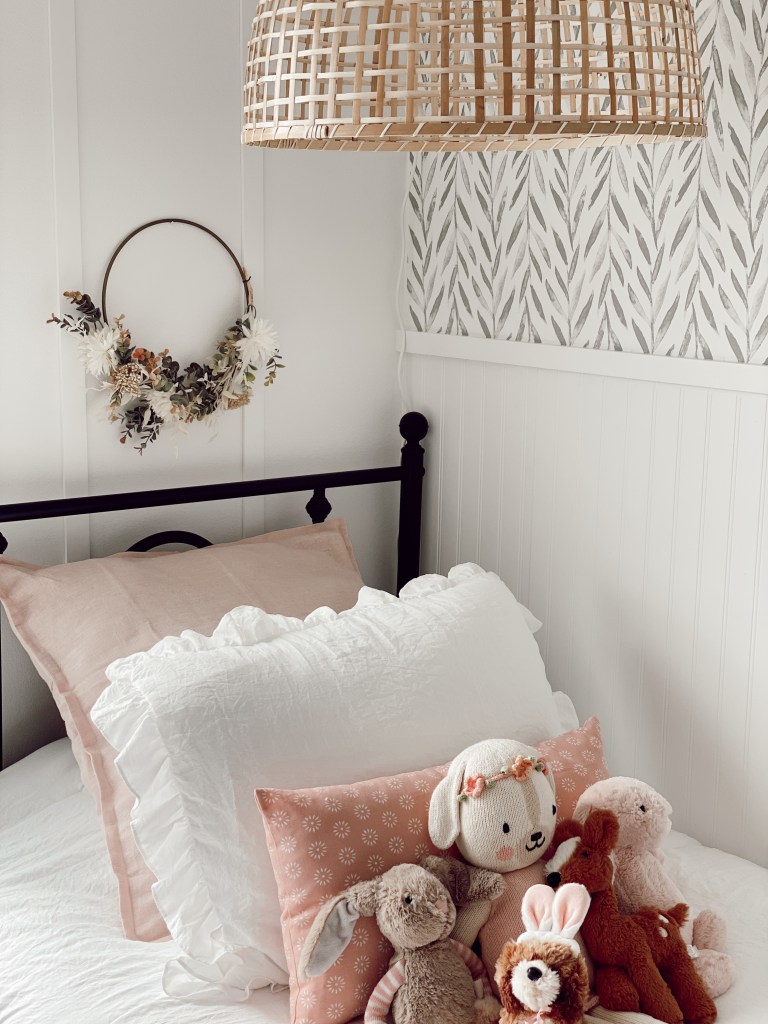 Girl’s Room with Beadboard and Wallpaper 
